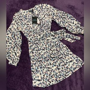 Guess floral wrap silk dress NWT